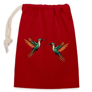 Oiseau Colibri2 - Sac cadeau en coton avec cordon (14 x 20 cm) - rouge - Devant