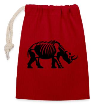 Nashorn - Verschließbarer Geschenkbeutel aus Baumwolle (14x20cm) - Rot - Vorne