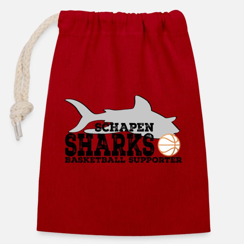 Sharks Supporter WHITE Rust Orange Ball - Verschließbarer Geschenkbeutel aus Baumwolle (14x20cm) - Rot