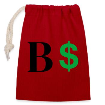 Buchstabe b Dollar - Verschließbarer Geschenkbeutel aus Baumwolle (14x20cm) - Rot - Vorne