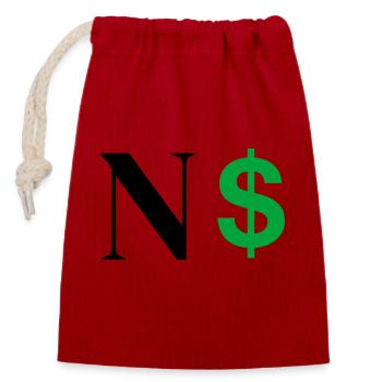 Letter n dollar - Closable cotton gift bag (14x20cm) - red - Front