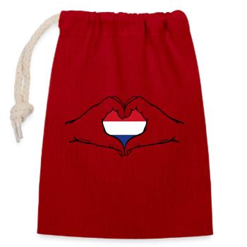 Drapeau de la Hollande Coeur - Sac cadeau en coton avec cordon (14 x 20 cm) - rouge - Devant