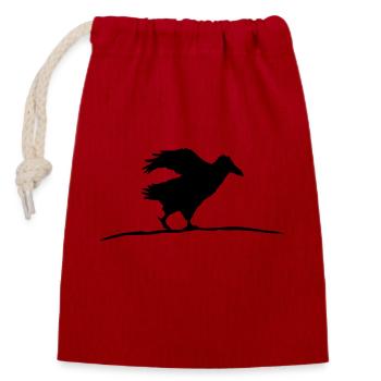 Corbeau oiseau marche corbeau course rapide course drôle - Sac cadeau en coton avec cordon (14 x 20 cm) - rouge - Devant