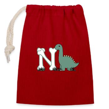 Letter N - Closable cotton gift bag (14x20cm) - red - Front