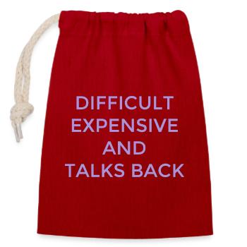 Difficult Women Expensive Clever Mouth - Closable cotton gift bag (14x20cm) - red - Front