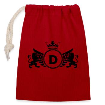 buchstabe D Wappen - Verschließbarer Geschenkbeutel aus Baumwolle (14x20cm) - Rot - Vorne