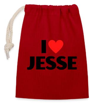 I love Jesse Rotes Herz Liebe Fan Geschenk - Verschließbarer Geschenkbeutel aus Baumwolle (14x20cm) - Rot - Vorne