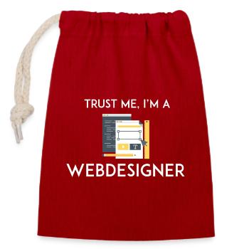 Croyez-moi, je suis webdesigner - Sac cadeau en coton avec cordon (14 x 20 cm) - rouge - Devant