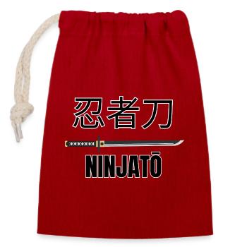 Ninjatō 忍者刀 – Épée ninja japonaise - Sac cadeau en coton avec cordon (14 x 20 cm) - rouge - Devant