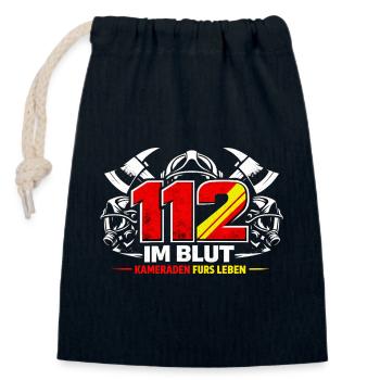 112 Im Blut Kameraden - Verschließbarer Geschenkbeutel aus Baumwolle (14x20cm) - Navy - Vorne
