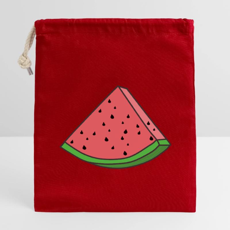 Pastèque Pastèque Pièces de pastèque Sac cadeau en coton avec cordon (14 x 20 cm)