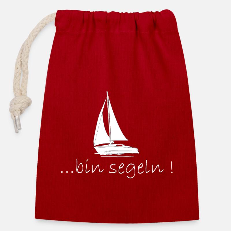 bin segeln - Verschließbarer Geschenkbeutel aus Baumwolle (14x20cm) - Rot