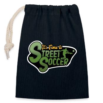 Street Soccer "green monster" - Closable cotton gift bag (14x20cm) - navy - Front