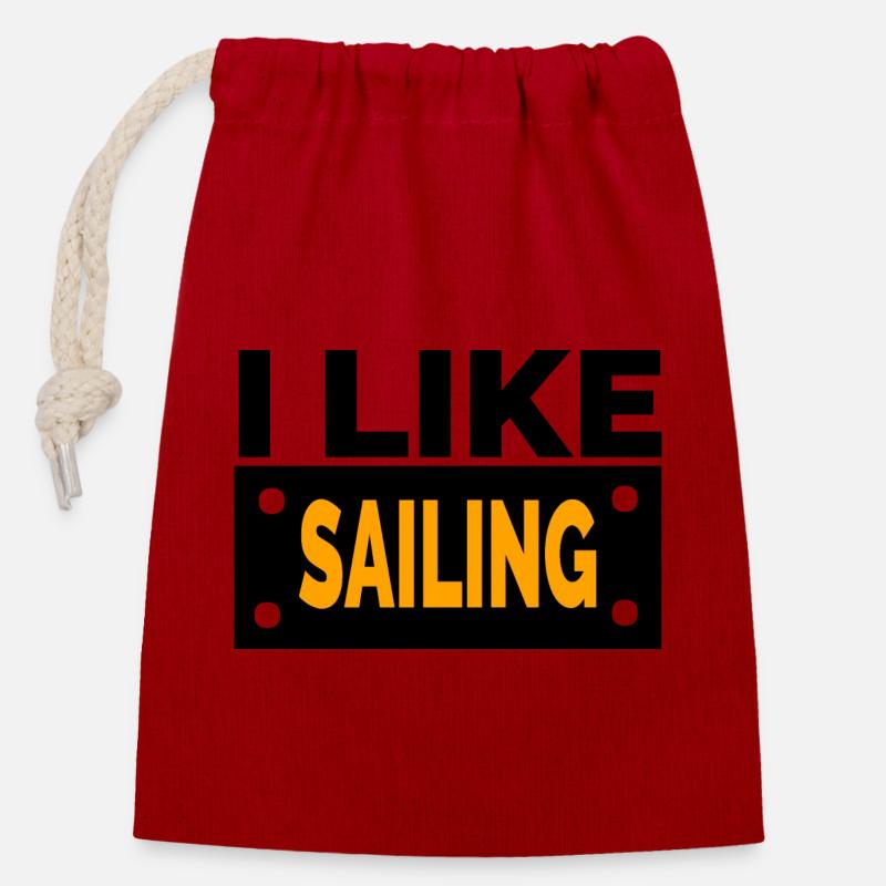 Sail - Closable cotton gift bag (14x20cm) - red