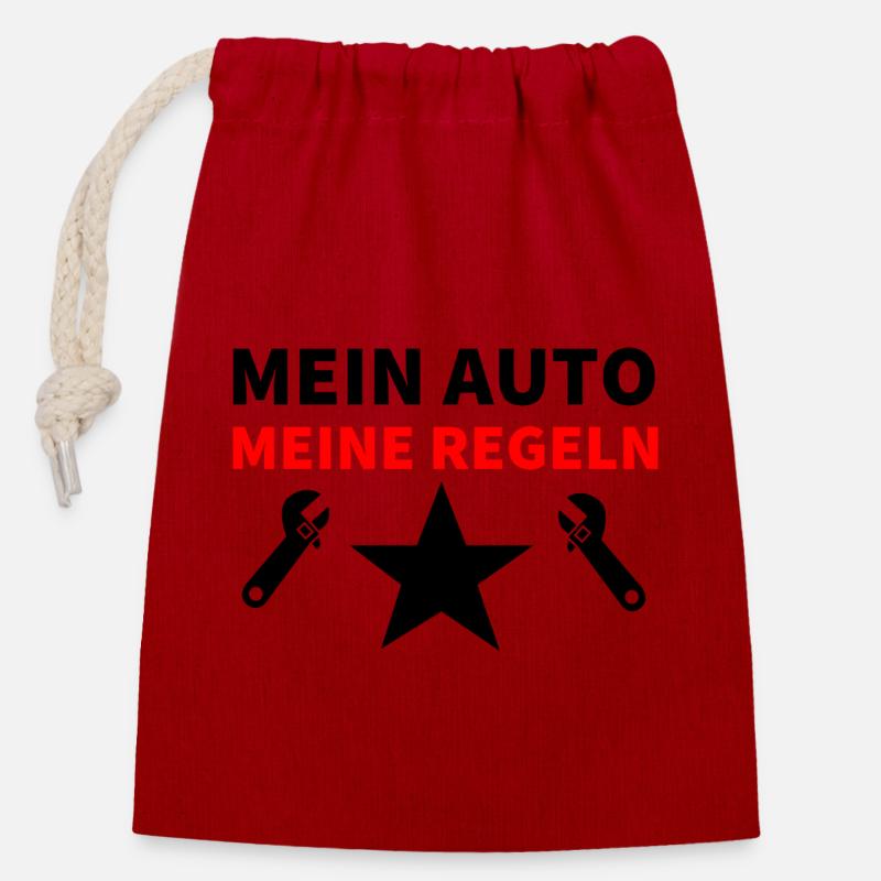 Auto - Verschließbarer Geschenkbeutel aus Baumwolle (14x20cm) - Rot