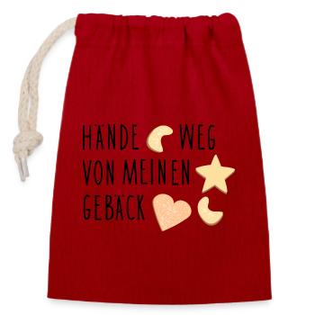 Gebäck Spruch - Verschließbarer Geschenkbeutel aus Baumwolle (14x20cm) - Rot - Vorne
