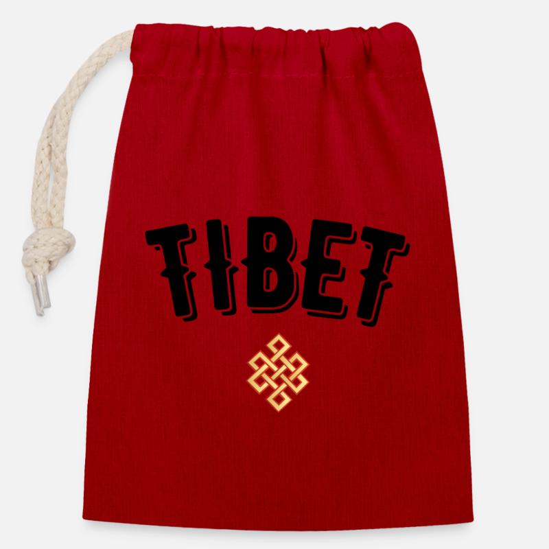 Tibet - Verschließbarer Geschenkbeutel aus Baumwolle (14x20cm) - Rot