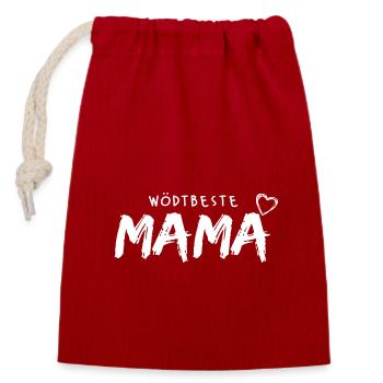 Weltbeste Mama, wödtbeste Mama - Verschließbarer Geschenkbeutel aus Baumwolle (14x20cm) - Rot - Vorne
