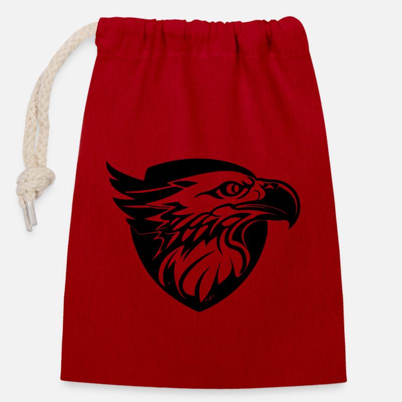 tête d'aigle en profile - Sac cadeau en coton avec cordon (14 x 20 cm) - rouge