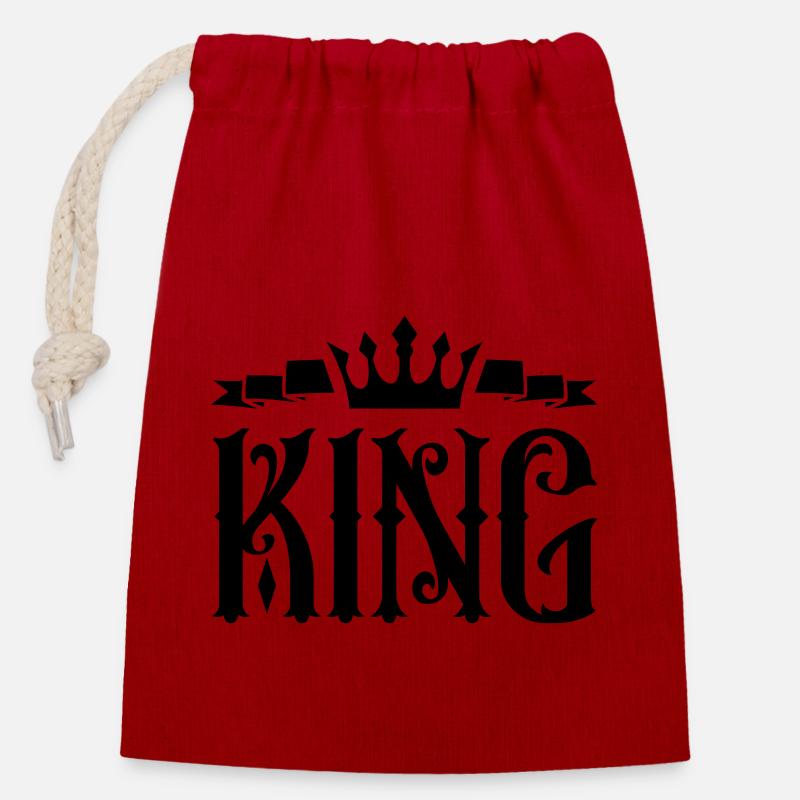 king - Verschließbarer Geschenkbeutel aus Baumwolle (14x20cm) - Rot