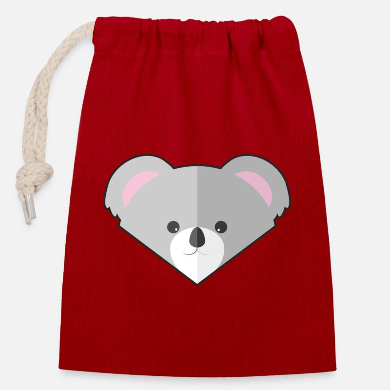 Koala simple mignon - Sac cadeau en coton avec cordon (14 x 20 cm) - rouge