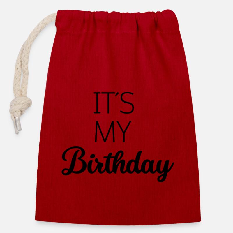 c’est mon anniversaire anniversaire Desgin - Sac cadeau en coton avec cordon (14 x 20 cm) - rouge