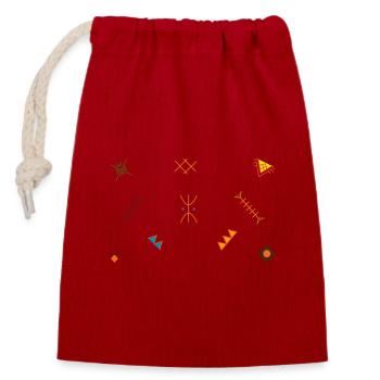 design berbère - Sac cadeau en coton avec cordon (14 x 20 cm) - rouge - Devant