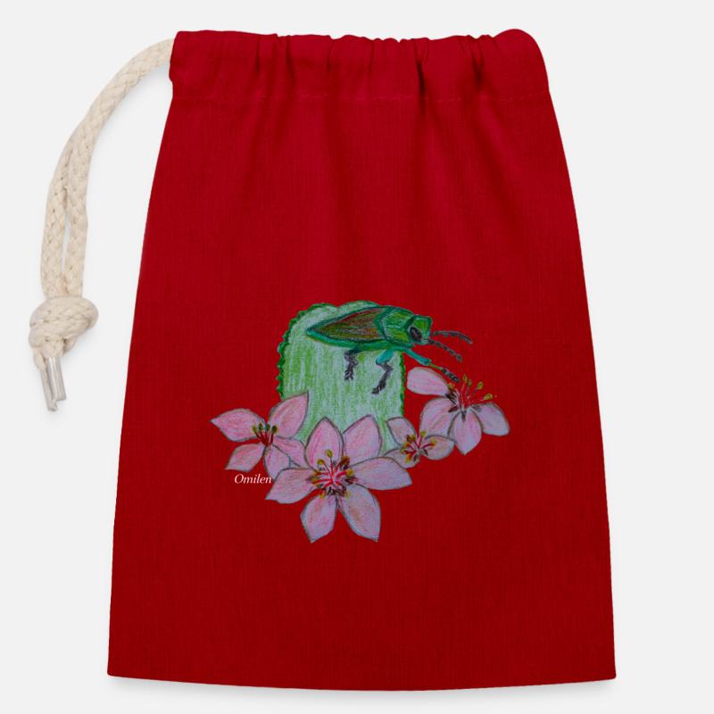 Bogue de bijou - Sac cadeau en coton avec cordon (14 x 20 cm) - rouge