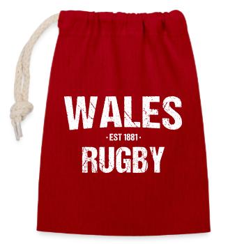 Wales Rugby Union - Closable cotton gift bag (14x20cm) - red - Front