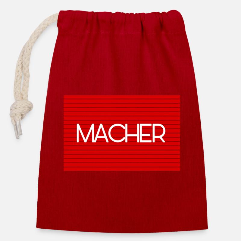 Macher - Verschließbarer Geschenkbeutel aus Baumwolle (14x20cm) - Rot