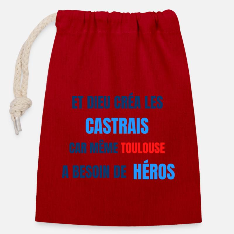CASTRES - Sac cadeau en coton avec cordon (14 x 20 cm) - rouge