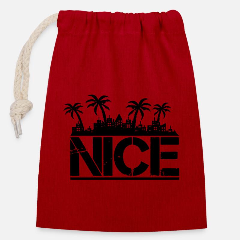 gentil - Sac cadeau en coton avec cordon (14 x 20 cm) - rouge
