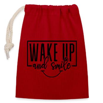 Wake up and Smile - Closable cotton gift bag (14x20cm) - red - Front