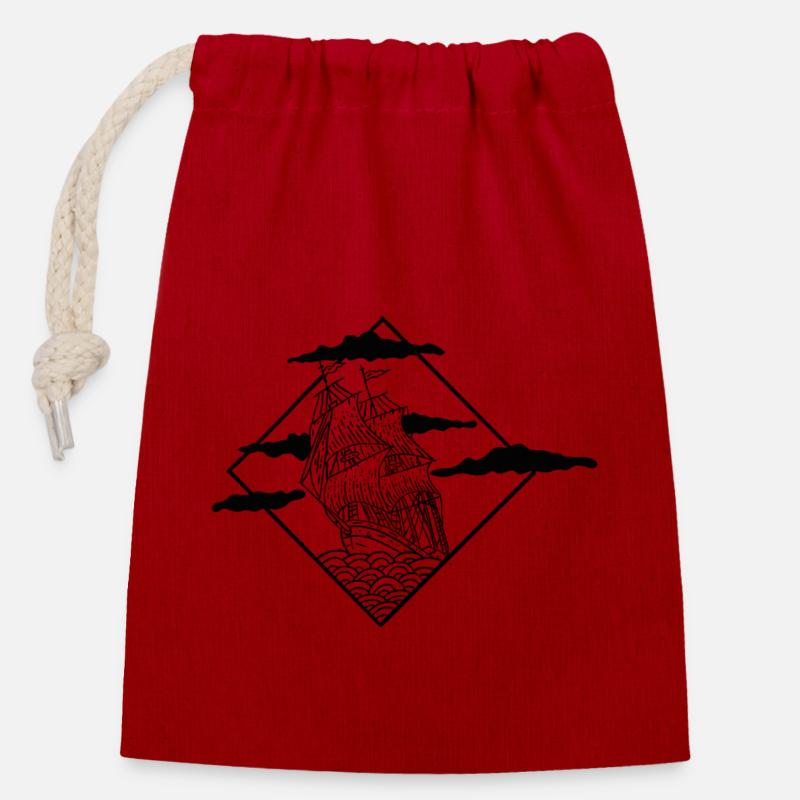 Ship - Closable cotton gift bag (14x20cm) - red