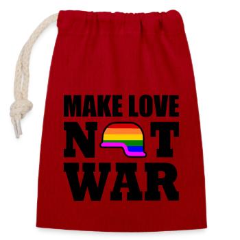 Make love not war - Verschließbarer Geschenkbeutel aus Baumwolle (14x20cm) - Rot - Vorne