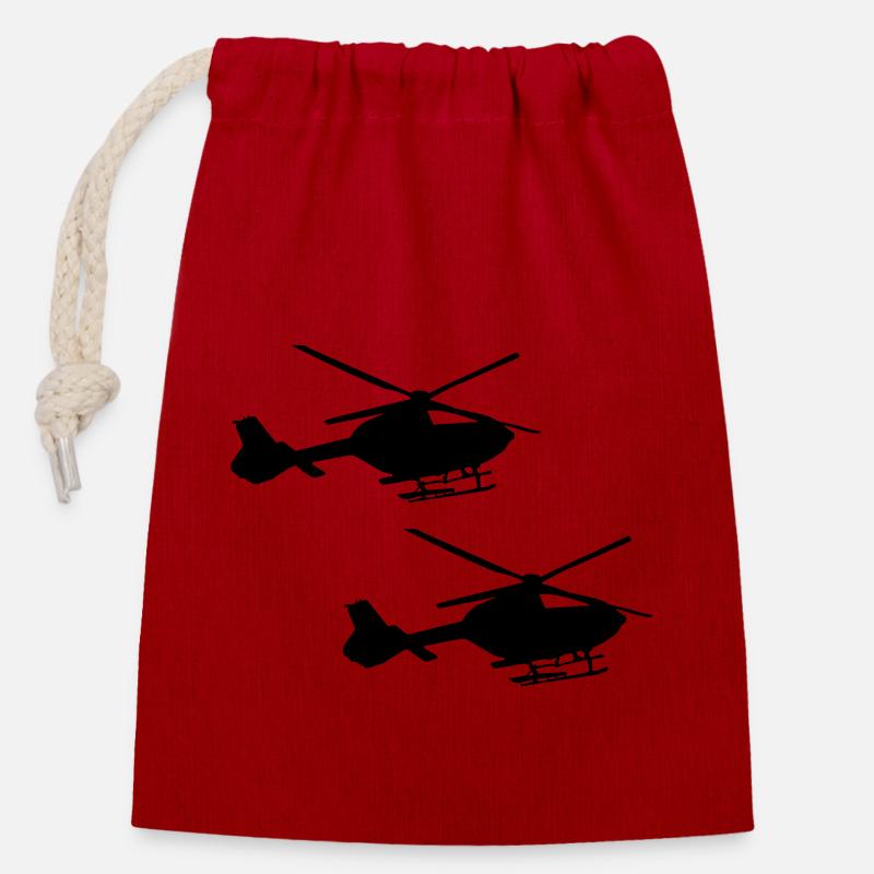 Helikopter 2 - Gavepose av bomull med lukkemekanisme (14x20cm) - rød