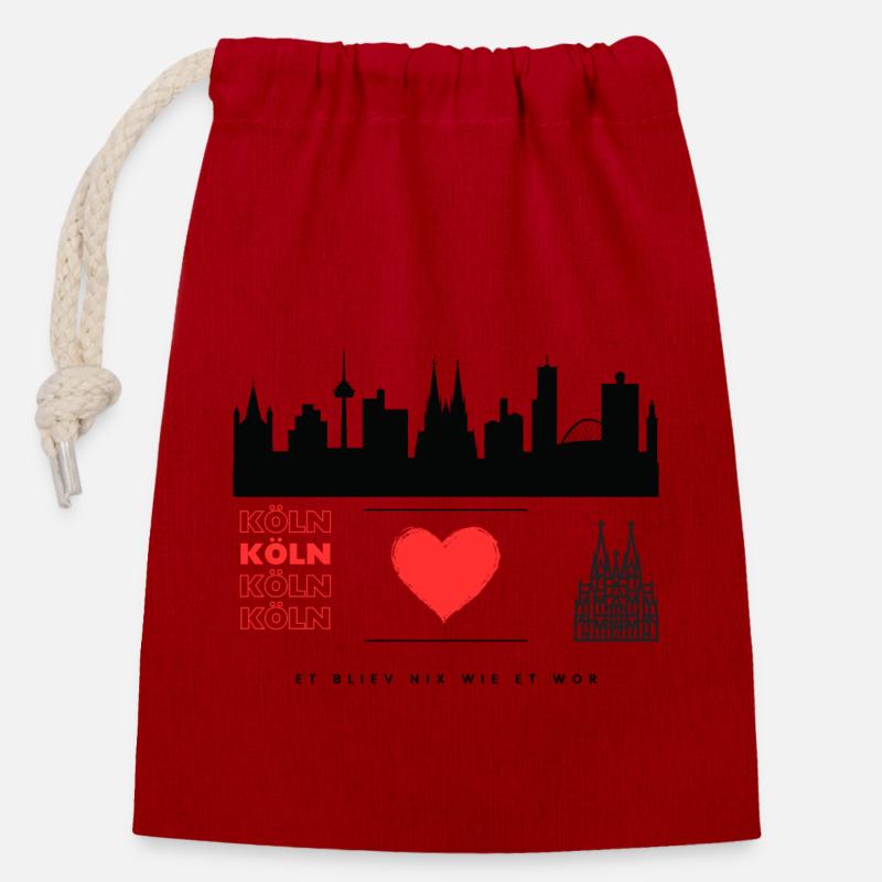 Köln - Verschließbarer Geschenkbeutel aus Baumwolle (14x20cm) - Rot