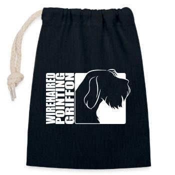 Pointage à poil dur Griffon profil chiens chien de chasse - Sac cadeau en coton avec cordon (14 x 20 cm) - bleu marine - Devant