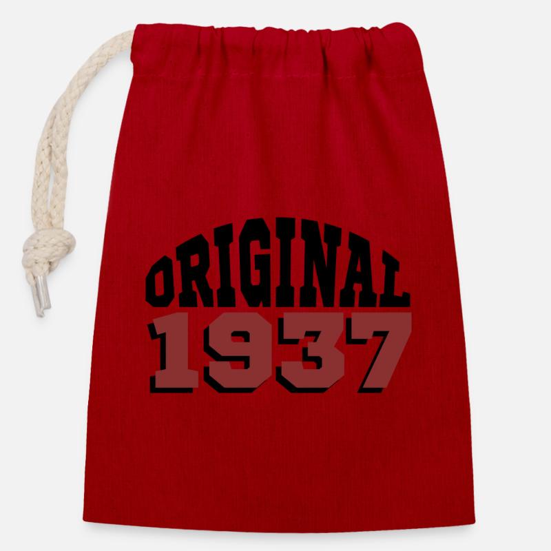 Original 1937 - Sac cadeau en coton avec cordon (14 x 20 cm) - rouge