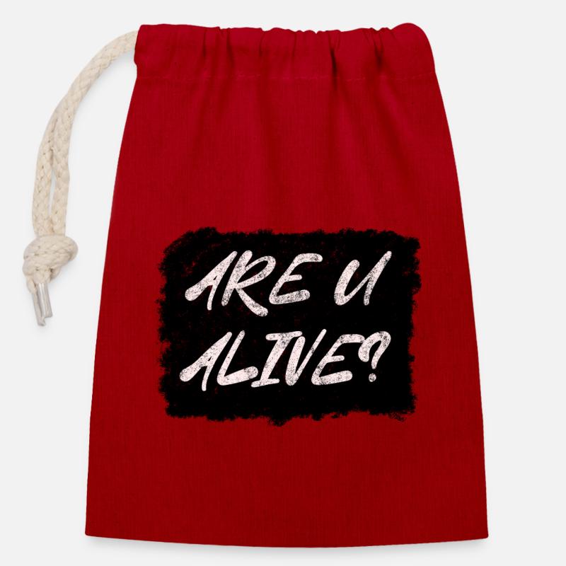 Are U Alive - Verschließbarer Geschenkbeutel aus Baumwolle (14x20cm) - Rot