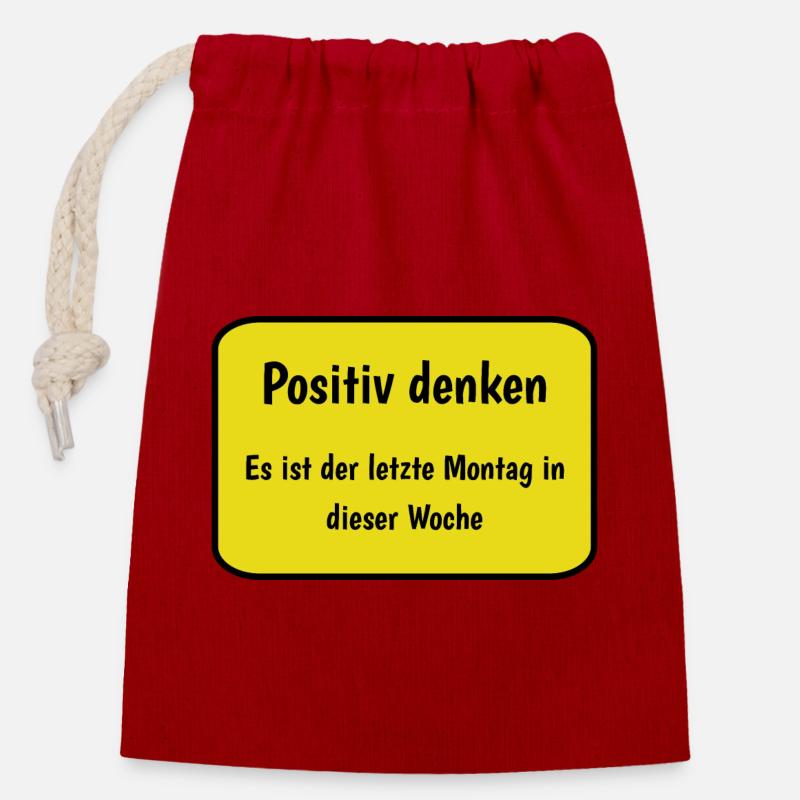 Montag - Verschließbarer Geschenkbeutel aus Baumwolle (14x20cm) - Rot
