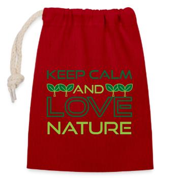 Restez calme et aimez la nature - Sac cadeau en coton avec cordon (14 x 20 cm) - rouge - Devant
