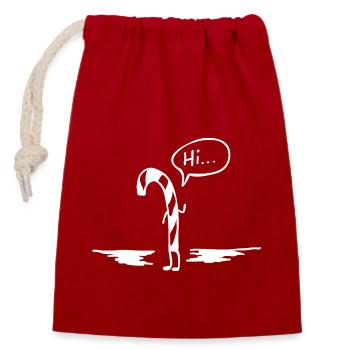 Drôle de canne à sucre dit bonjour - Sac cadeau en coton avec cordon (14 x 20 cm) - rouge - Devant