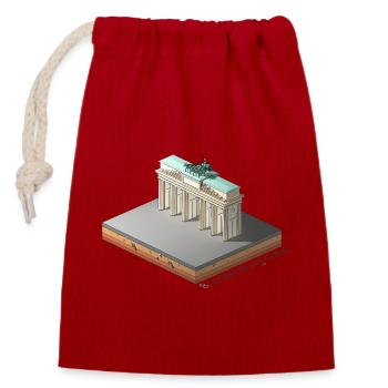 Brandenburger Tor - Verschließbarer Geschenkbeutel aus Baumwolle (14x20cm) - Rot - Vorne