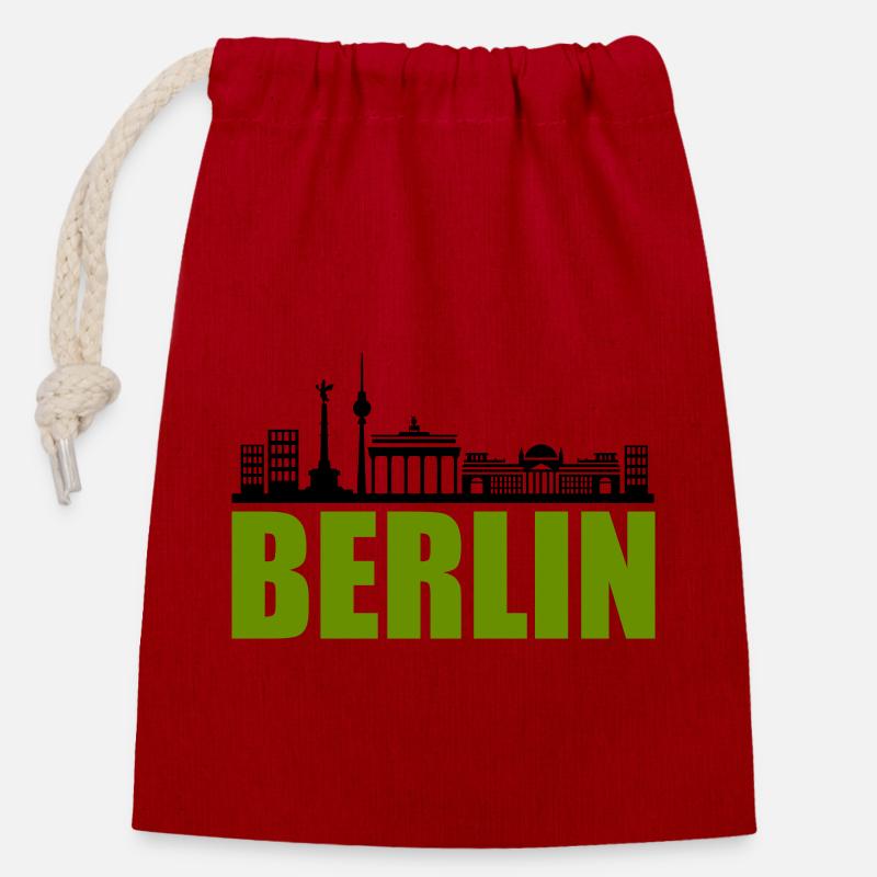 berlin skyline - Verschließbarer Geschenkbeutel aus Baumwolle (14x20cm) - Rot