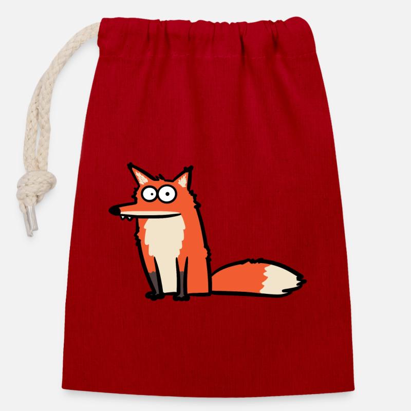 Frustrated fox - Closable cotton gift bag (14x20cm) - red