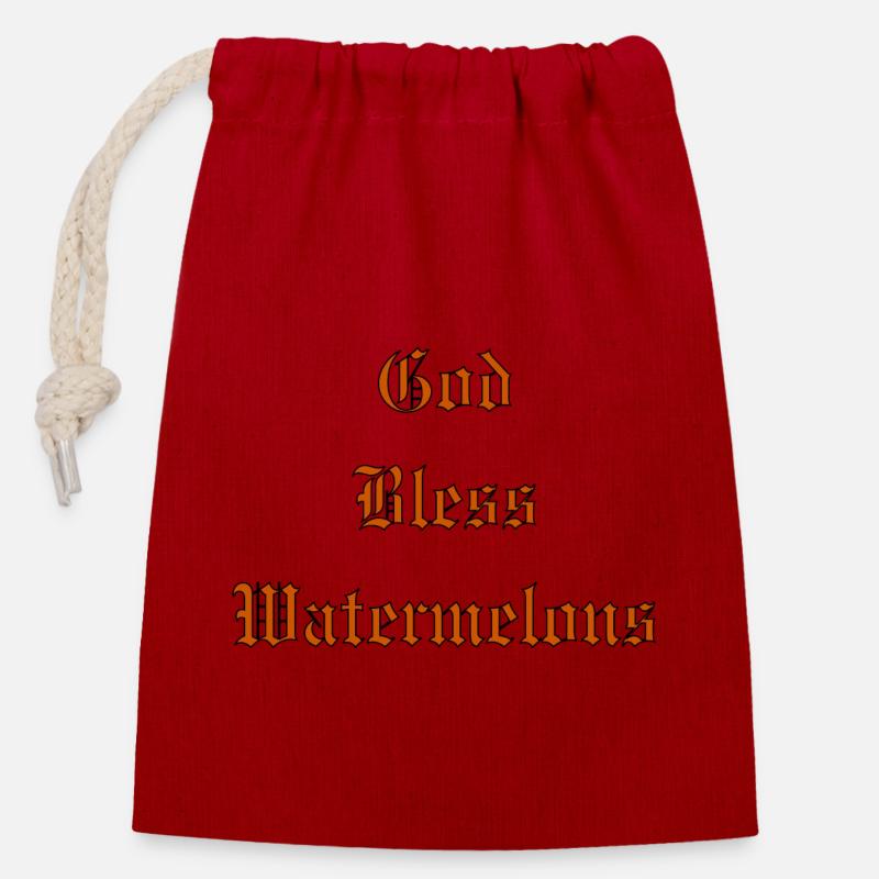 GodBlessWatermelons - Closable cotton gift bag (14x20cm) - red