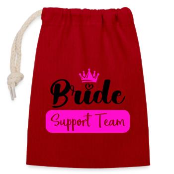 bride support team - Verschließbarer Geschenkbeutel aus Baumwolle (14x20cm) - Rot - Vorne