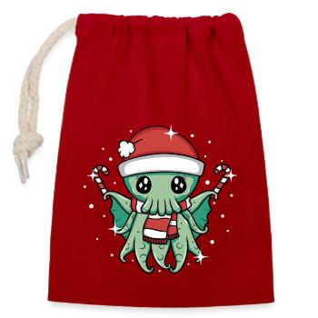 Christmas Cthulhu - Closable cotton gift bag (14x20cm) - red - Front
