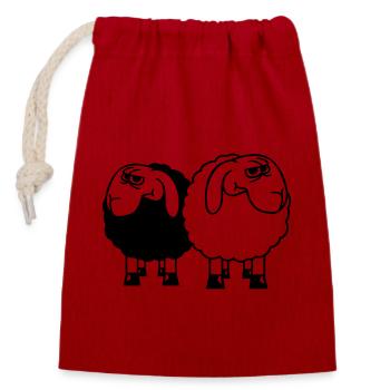 2 Sheep Look Skeptical Offended Friends Team - Closable cotton gift bag (14x20cm) - red - Front
